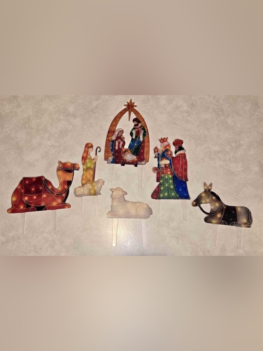 Christmas Nativity Lawn Stakes - Colorful Mary Joseph Wise Men Sheep